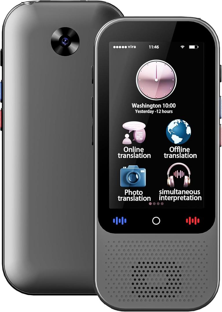 Language Translator Device No WiFi Needed, Upgraded S80 Pro Ai ChatGpt PortableTranslator with 138 Languages, Real-Time Two-Way Voice Offline/Photo/Translation Device for Travel Business (Grey)