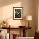 InSimSea Gold Picture Framed Wall Art, Living Room Vintage Moody Hummingbird Wall Decor, William Morris Botanical Canvas Print Art, Home Farmhouse Decor, Antique Paintings with Frame 13x16inch