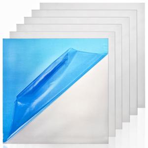 Tlence 6 Pack 5052 Aluminum Sheet, 12" x 12" x 1/64" (0.02") Inch Metal Plain Aluminum Plate, 0.5mm Panel Covered with Protective Film, Heat Treatable Aluminum Flat for Industry Crafting