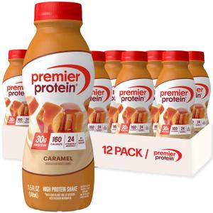 Premier Protein Shake, Caramel, 30g Protein, No Added Sugar, 24 Vitamins & Minerals to Support Immune Health, 11.5 fl oz, 12 Pack (EXP 07/25/26)