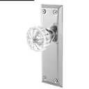 2 Pack Vintage Single Sided Crystal Dummy Door Knobs Interior, Long Plate Antique Glass Dummy Door Knobs in Brushed Nickel Finish