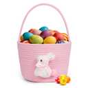 Pink Easter Basket, Bunny Easter Baskets for Kids, Baskets with Handle for Gifts Empty, Bunny Egg Hunting, Basket Stuffers Essentials