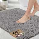 GORILLA GRIP Bath Rug Mat, Thick Soft Absorbent Chenille, Quick Dry Microfiber Mats, Rubber Backing, Machine Washable Shower Floor Rugs, Bathroom Bathmat Home Decor Accessories, 24x17 Grey
