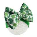 2 x Baby Girl Bows Newborn Headband 0-6 Months Infant Big Bows for Birthday/Baby Shower/Photography/Baby Gifts (Green & four-leaf clover)