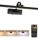 Tassuowell Wireless Picture Lights for Wall Rechargeable, Battery Operated Art Light for Paintings, 3CCT Dimmable, 15.7" Brass Finish with Remote, Rotatable Gallery Light for Pictures Display