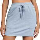 Milumia Women Casual High Waist Mini Skirt Drawstring Workout Skirt with Pocket (Small, Grey)