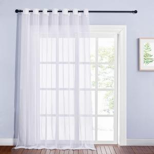 NICETOWN Sheer Curtain for Patio Door - Extra Wide Voile Curtain Drape Elegant Window Treatment for Sliding Glass Door (White, 1 Piece, W100 x L96 Inches)