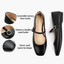 Women's Flats Mary Jane Ballet Flats for Women Classic Square Toe Women Shoes Dressy Comfort Ankle Strap Flats for Women (6, Black)