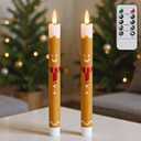 Christmas Flameless Taper Candles with 6H Timer, 2 Pcs Gingerbread Man LED Candlesticks with 3D Flickering Flame for Home Dcor Christmas Gifts