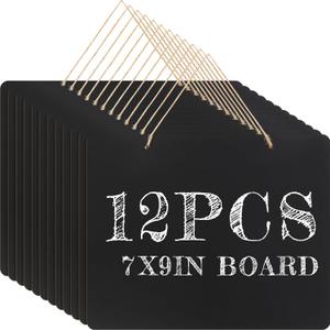 Harloon 12 Pack 9"x7" Double Sided Hanging Chalkboard Signs with String, Wood Chalkboard Price Tags, Memo Message Sign Erasable Message Board for Home Weddings Kitchen Party Event Label(Rectangle)