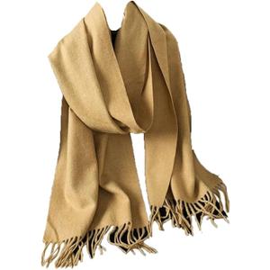 Women’s Solid Color Winter Scarf Warm Chunky Shawl Outdoor Luxury Tassel Wrap Windproof Scarf