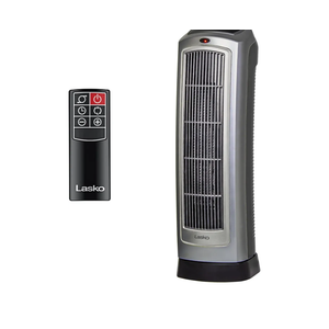 Lasko Oscillating Digital Ceramic Tower Heater for Home with Adjustable Thermostat, Timer and Remote Control, 23 Inches, 1500W, Silver
