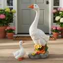 Porch Goose Garden Statue 2 Pack, Mom and Baby Goose Garden Decor, 20 Inches High Goose Statue, Big Resin Yard Decor, Outdoor Geese Figurine for Patio,Porch,Yard,Lawn Ornament, Gifts for Mom
