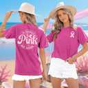 PECHAR in October We Wear Pink Breast Cancer Shirt for Women: Breast Cancer Awareness T-Shirts Pink Ribbons Blouse (Pink, M)