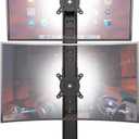 Dual Monitor Stand - Vertical Stack Screen Free-Standing Monitor Riser Fits Two 13 to 34 Inch Screen with Swivel, Tilt, Height Adjustable, Holds One Screen Up to 44Lbs (Black)