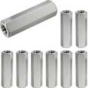 8 Pcs 304 Stainless Steel hex Coupling Nuts M10 x 1.5-Pitch 60mm Stainless Steel Rod Coupling Nuts(Metric)