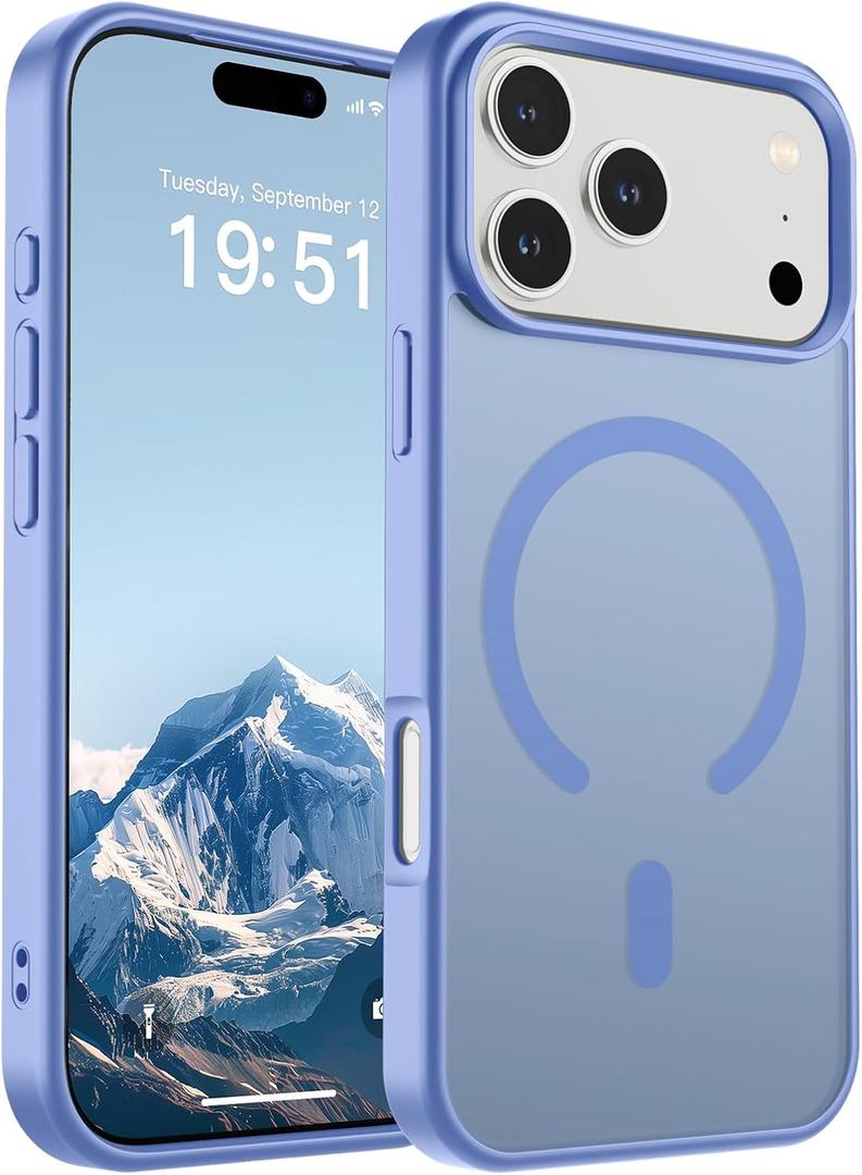 SUPFINE Magnetic for iPhone 17 Pro Max Case (Compatible with MagSafe)(Military Grade Drop Protection) Translucent Matte Shockproof with Anti-Fingerprint Phone Cover,Blue Purple