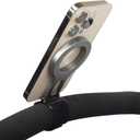 Magnetic Phone Holder for Bar, Stroller, Shopping Cart, [Strong Magnet] 180 Adjustable for Gym, Home Fitness Bikes with Adjustable Strap, All Phone (Magnetic Ring Included) (Silver Gray)