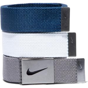 Nike Men's 3 Pack Golf Web Belt, White/Gray/Navy, One Size