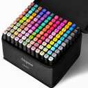 ATOPSTAR 120 Colors Alcohol Markers Artist Drawing Art Markers for Kids Dual Tip Markers for Adult Coloring Painting Supplies Perfect for Gift(120 Black Shell)