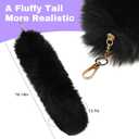Therian Mask and Tail Set,Faux Fur Therian Tail Set,Therian Gear Paws,Fox Cat Mask Therian Tail For Christmas Party Cosplay (BLACK)