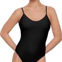 Aqua Green Women's Scoop Neck One Piece with Open Tie Back (Black, L)