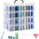 Diamond Painting Storage Container, 4-Tier Bead Organizer Box with 200 Slots, Stackable Crafts Organizers for DIY Diamond Art Accessories Craft Jewelry Bead Storage