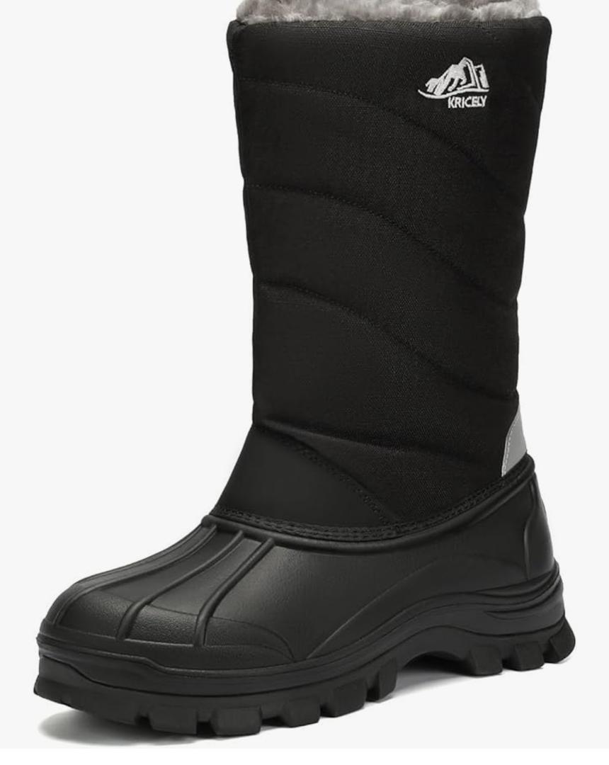 Kricely Men's Snow Boots Waterproof Non-Slip Outdoor Hiking Athletic Warm Fur Boot Comfortable Causual Cold-Weather Boots, Size 45