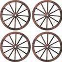 Qunclay 4 Pcs Wagon Wheel Decorative Wooden Vintage Old Western Party Farmhouse Wagon Wheels Rustic Yard Hanging Wall Decor for Garden Home Bar Garage(17.7 Inch)