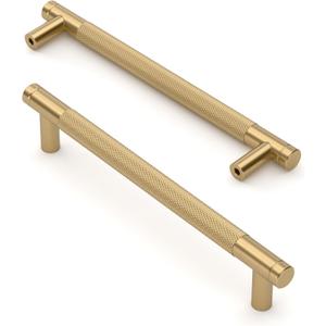 Asidrama 10 Pack 6.3 Inch(160mm) Champagne Bronze Cabinet Pulls Knurled Cabinet Handles Cupboard Handles Kitchen Cabinet Hardware for Cupboard Drawer Pulls 4483