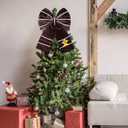 Civaner Extra Large Gingerbread Bow Christmas Tree Topper 16 x 22 Inches Christmas Velvet Bow for Wreath Xmas Tree Ornaments Decoration for Home Winter Holidays Indoor Outdoor Gift