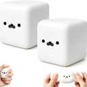 2PCS Tofu Seal Squishy, White Cube Stress Toy, Soft Moldable Dough Fidget Block with Slow Rise Texture, Cute Seal Face Shaped for Adult Use in Offices and Homes