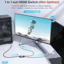 HDMI Switch 2 in 1 Out 4K@60Hz, WARRKY[with 3.3ft Fixed Braided HDMI Cable, Aluminum Case, 2K@144Hz, HDCP 2.2] Bidirectional 2x1 Switcher Splitter Compatible for PS5/4, Xbox, Roku, FireStick, Switch