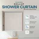 Ceiling Mounted Rollup Bathroom Shower Curtain/Liner 56" Base Up to 95" Long - Use for 9' Ceilings Waterproof PEVA Plastic Shower Curtains for Bathroom No Rod, Hooks or Rings (Stripe)
