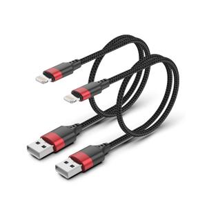 1.5ft Lightning Cable, [MFi Certified] Braided 2 Pack Short iPhone Charger Cord for Car, 18 inch USB to Lightning Cable for iPhone 14 13 12 11 Pro Max XR XS 8 SE iPod (Black)