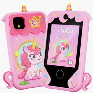Kids Phone for Girl Toys, Christmas Birthday Gifts for Age 3-10 Year Old Girls Boys Toys, Kids Toddler Smart Phone, Detective Educational Learning Toys with 2.8" Touchscreen, Music Video Game (Pink)