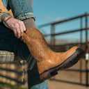 ANGRYRAM Cowboy Work Boots for Men Square Toe Leather Western Boot Slip Resistant Indestructable Steel Toe Safety Boots for Men Work-Man Pro Series, 10.5