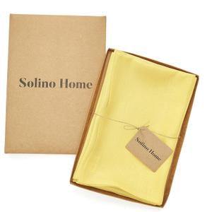 Solino Home Linen Cloth Napkins Set of 4-100% Pure Linen Sunshine Yellow Dinner Napkins 20 x 20 Inch for Summer - Fete, Handcrafted and Machine Washable