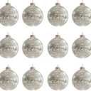 Christmas Ball Ornaments Set of 12pcs-3.15 Silver Mercury Glass Xmas Hanging Ball Decorations for Christmas Tree, Elegant Shiny Xmas Ornaments for New Year Thanksgiving Birthdays Holiday Party
