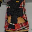 VIVAGLORY Softjoy Dog Coat, Dog Jacket for Winter & Christmas, Coat with Harness Hole, Reversible Plaid Checkered Warm Fluffy Heavy Duty for Puppy, S, Red (S: 18-24in (Chest Girth))