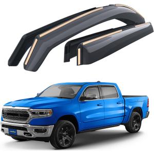 Goodyear Shatterproof in-Channel Window Deflectors for Trucks Dodge RAM 1500 2019-2025 Crew Cab, Rain Guards, Window Visors for Cars, Vent Deflector, Truck Accessories, 4 pcs- GY003413LP