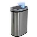 BestOffice | 13 Gallon Trash Can with Lid | Automatic Touchless Garbage Can | Odor Control | Modern Oval Design | Easy to Clean | Stainless Steel | Fits Any Kitchen, Bathroom, Office or Home