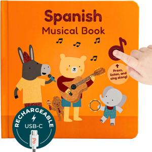 Cali's Books Spanish Book for Toddlers 1-3 - Musical Books for Kids, Interactive Baby Sound Book, Educational Song Learning Toys, Bilingual Music Toy for Babies, Libros para ninos en Espanol