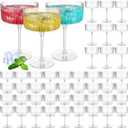 48 Pcs Ribbed Martini Glasses 10 oz Disposable Plastic Vintage Ribbed Coupe Glasses Cocktail Unbreakable Dessert Parfait Glassware for Wedding Birthday Party Supplies (Clear)