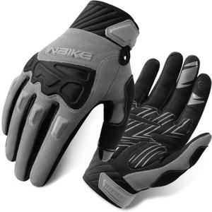 INBIKE Mountain Bike Gloves for Men Knuckle Guard Padded Men's Cycling Gloves Breathable for MTB Motocross Racing Dirtbike, Grey, Large