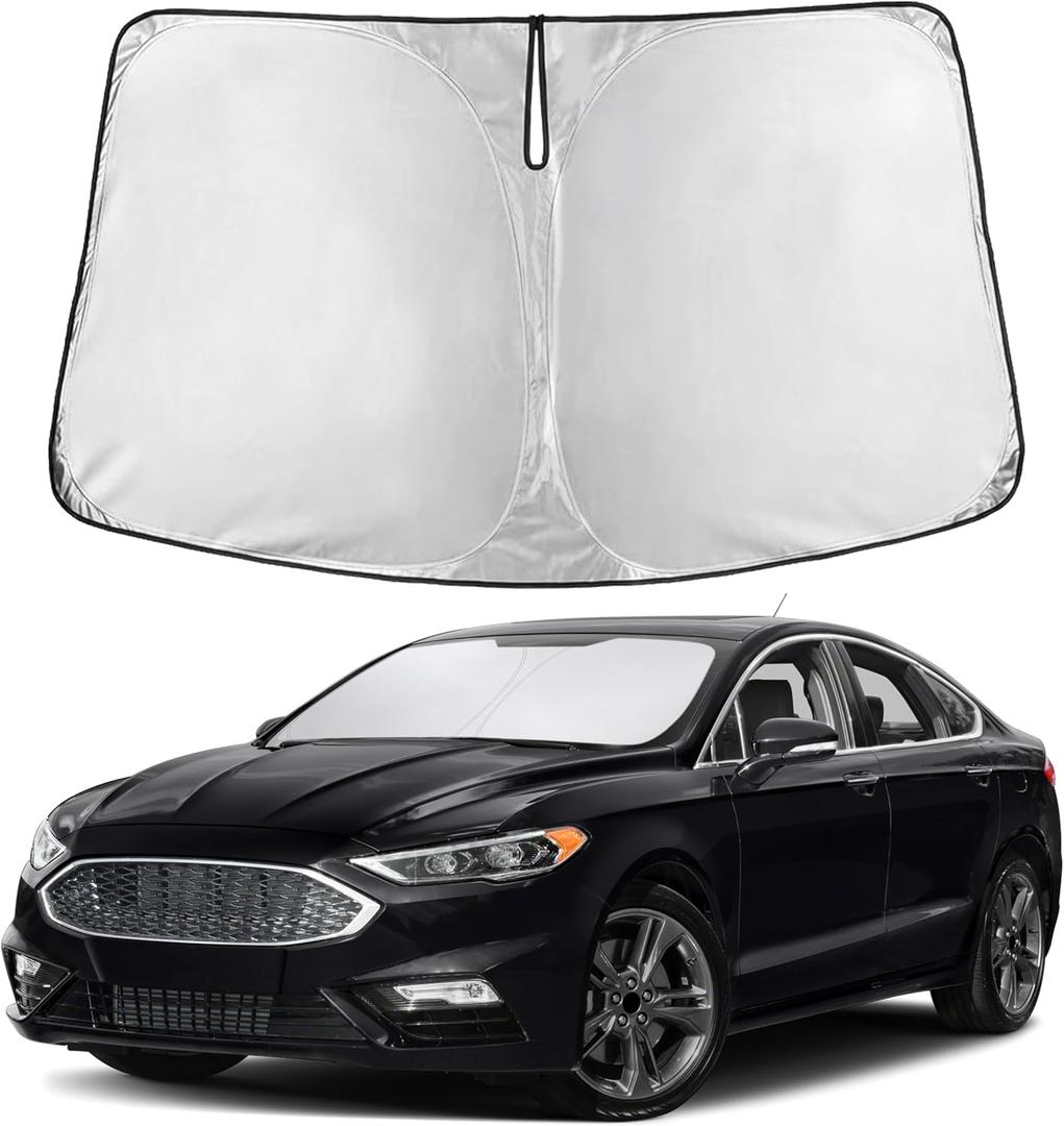 EcoNour Windshield Sunshade Compatible for Ford Fusion 2013-2019 2020 2021, Sun Visor for Front Windshield & Window Sun Shade Cover, UV Heat Blocker & Protector, Car Accessories