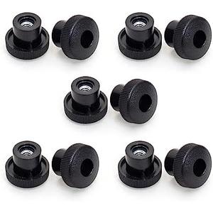 POWERTEC 5/16"-18 Round Knobs 5PK, Clamping Knobs with Steel Insert for T Track Bolts, Thumb Screw Threaded Knobs for T Track Accessories, Feather Boards, Woodworking Jigs and Fixtures (QNB3005-P2)