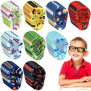 Panelee 10Pcs Adhesive Eye Patches for Kids Boys Styles Eye Patches Latex Free Eye Pad Bulk Light Blocking Fun Cute Boys Designs Cotton Adhesive Bandages for Boys Toddler