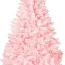 6 FT Snow Flocked Artificial Christmas Tree, Full Xmas Tree with 1000 Automatically Expanding Branch Tips, Foldable Metal Stand and Hinged Branches, Holiday Decoration for Home, Party, Pink