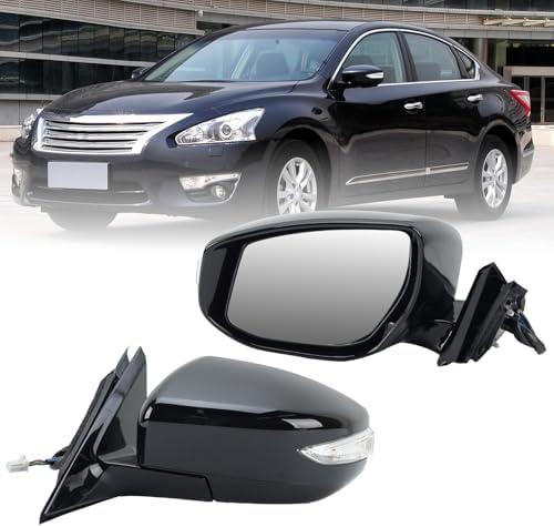 Left Driver Side Mirror Compatible with Nissan Altima 2013 2014 2015 2016 2017 2018 Door Mirrors Replacement Power Heated Manual Folding with Turn Signal Indicator 6 Pins Black